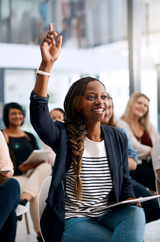 Woman raising hand