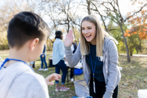 Woman volunteering