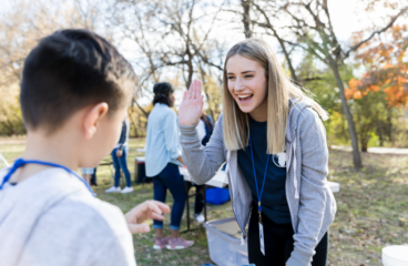Woman volunteering